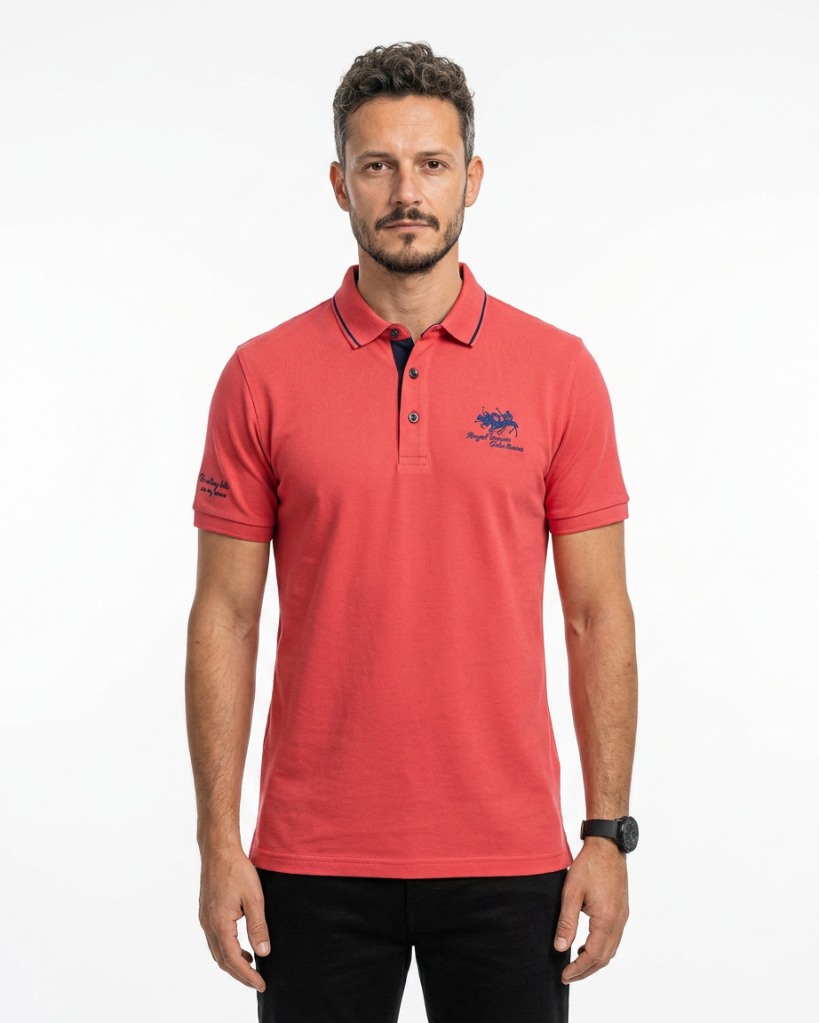 Embroidered Polo Shirt with Contrast Trim
