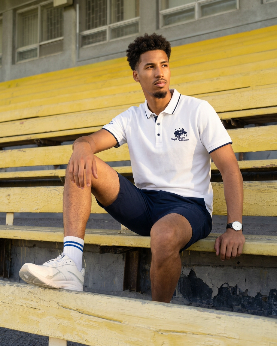 Embroidered Polo Shirt with Contrast Trim