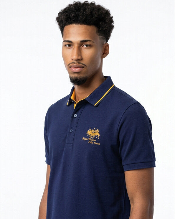 Embroidered Polo Shirt with Contrast Trim
