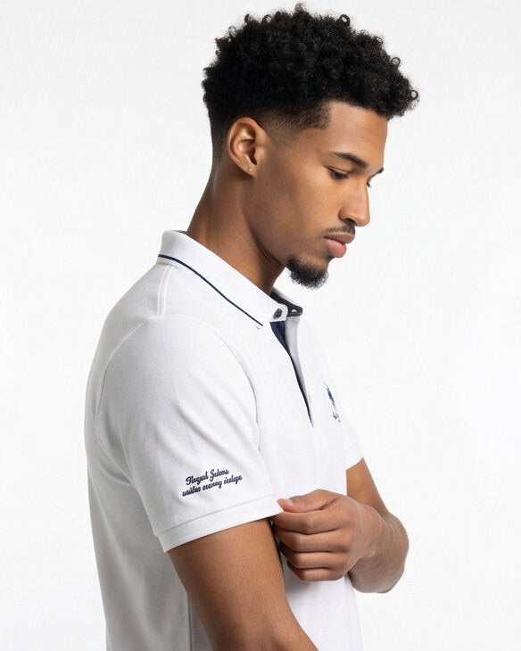 Embroidered Polo Shirt with Contrast Trim