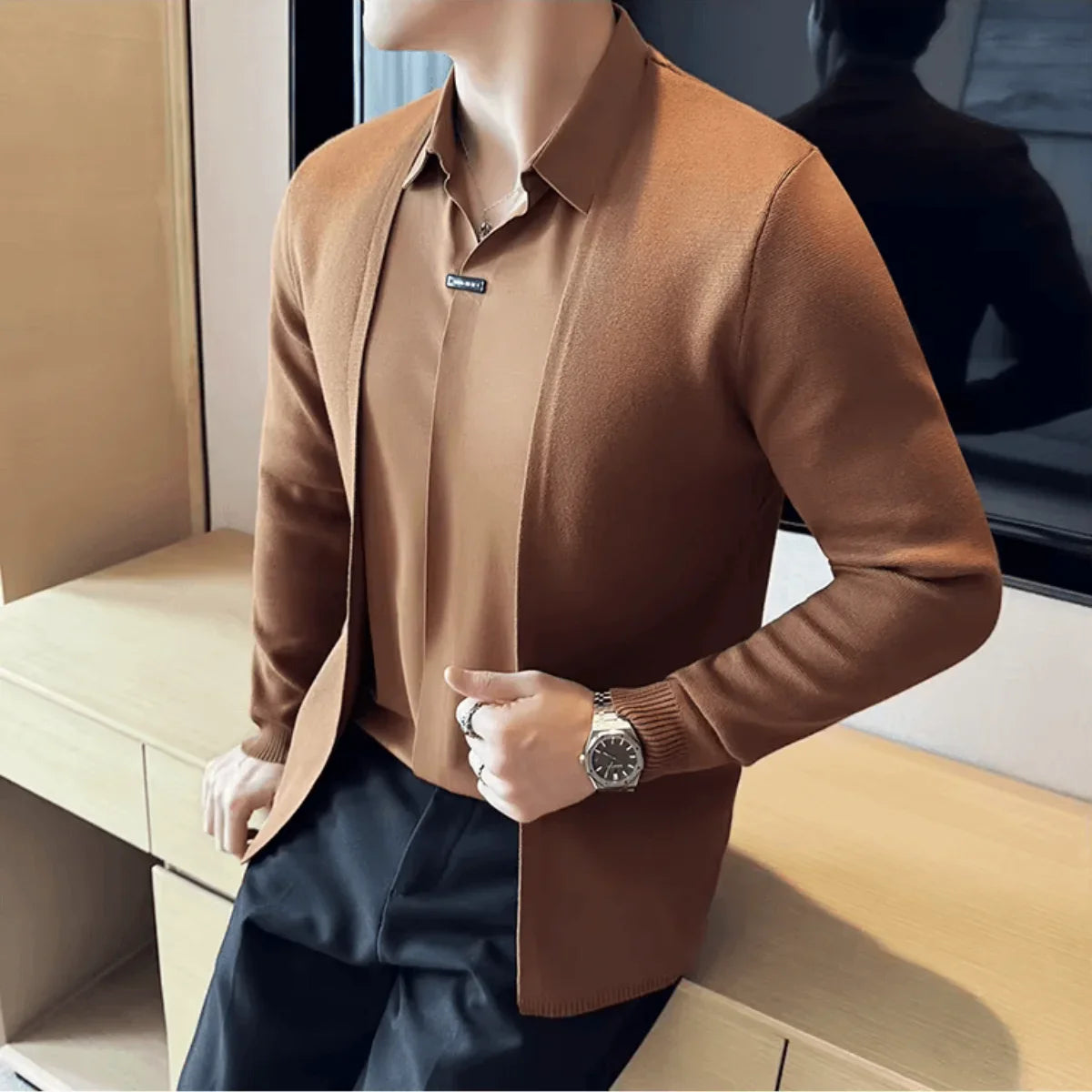 2-in-1 Shirt with Cardigan Effect