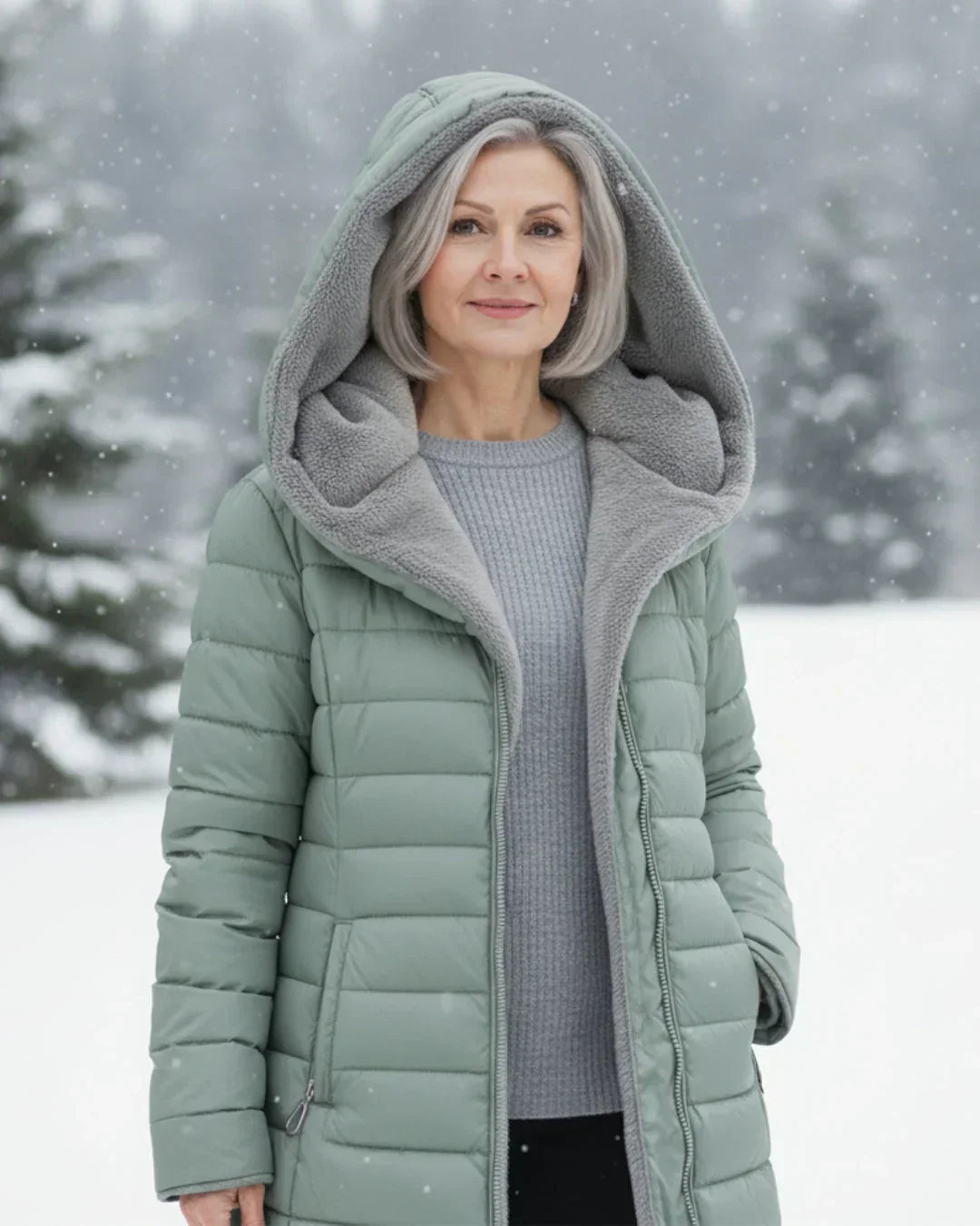 Insulated Winter Jacket with Sherpa Hood