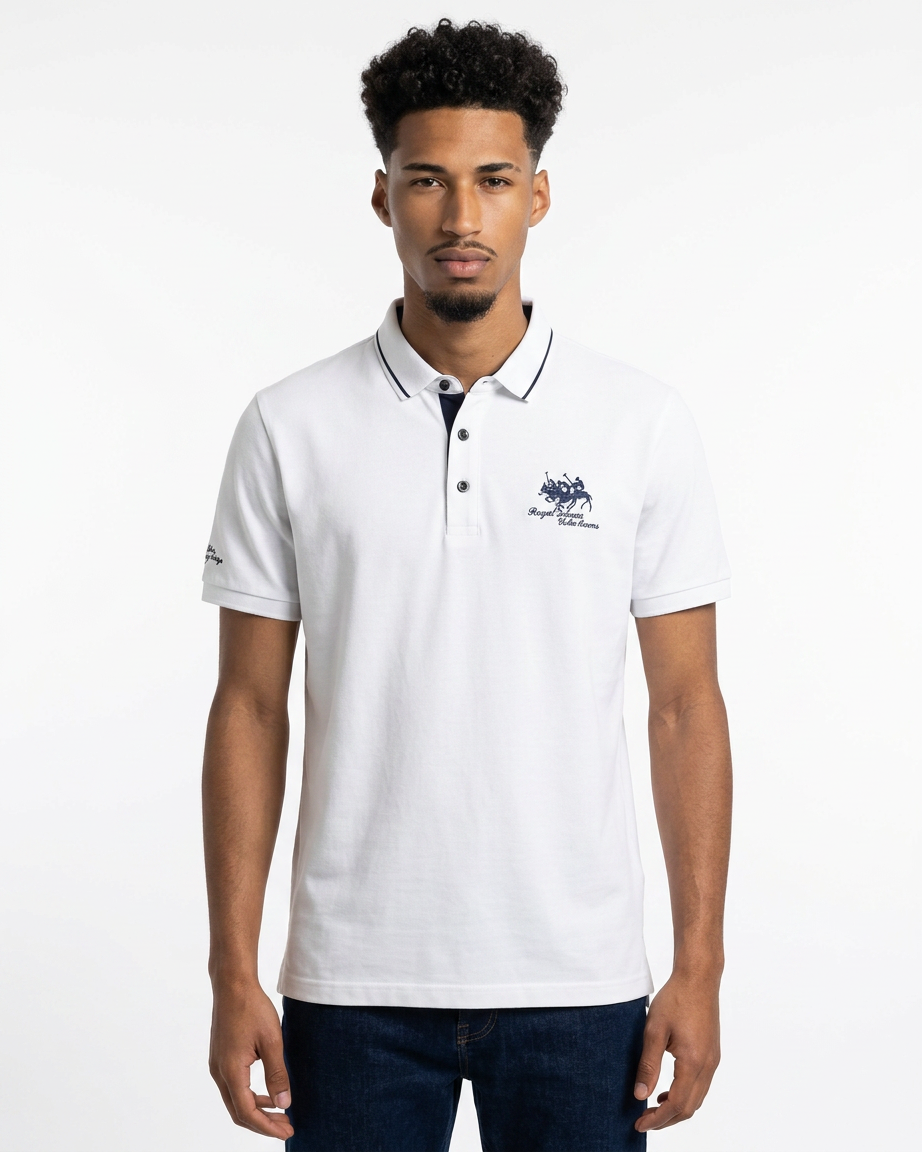 Embroidered Polo Shirt with Contrast Trim