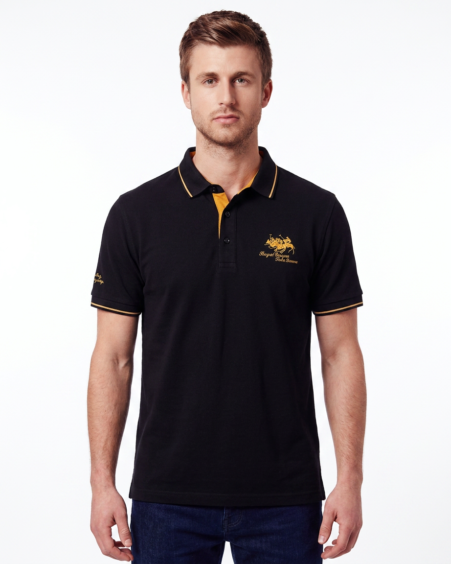 Embroidered Polo Shirt with Contrast Trim
