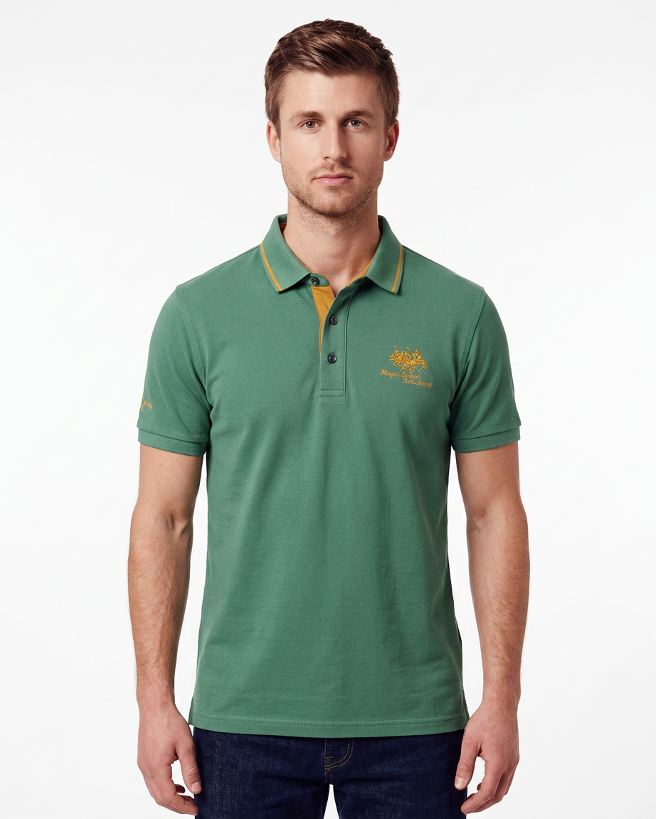 Embroidered Polo Shirt with Contrast Trim