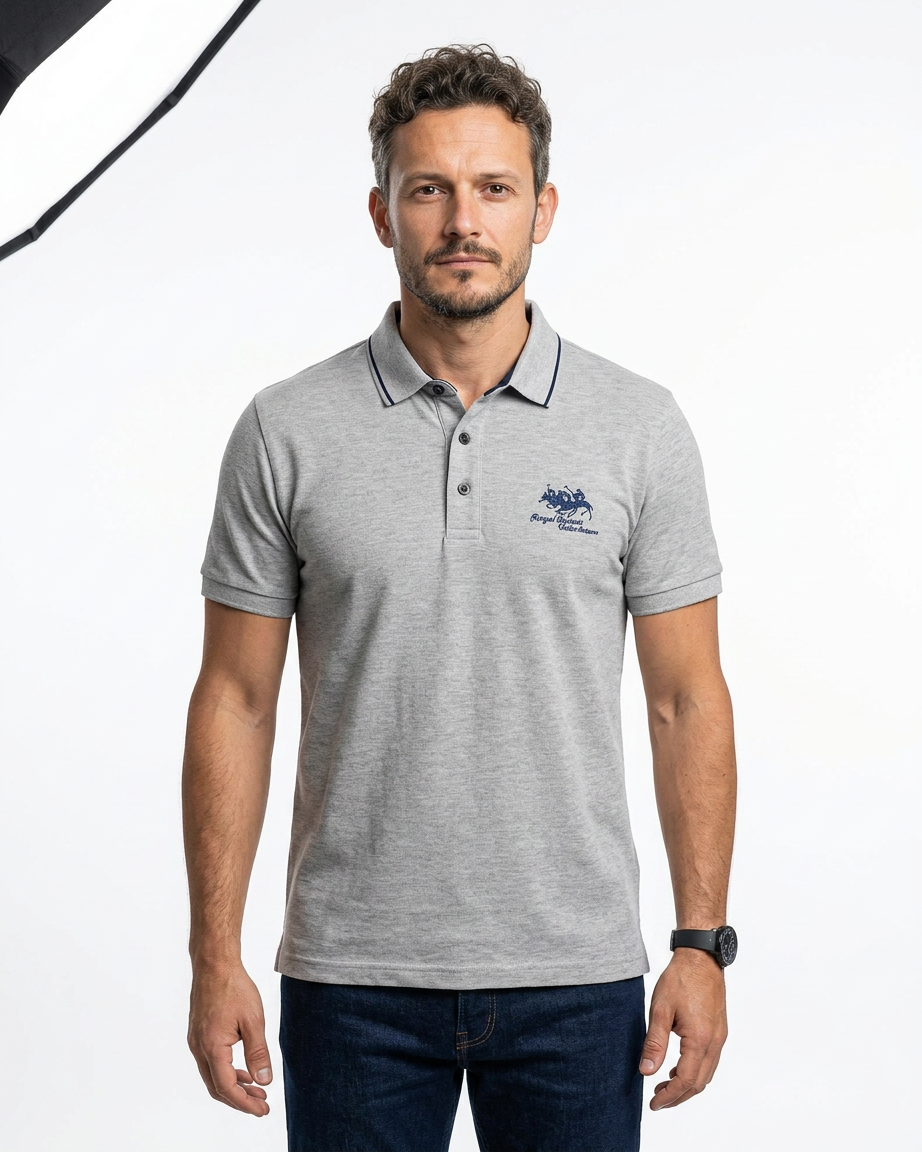 Embroidered Polo Shirt with Contrast Trim