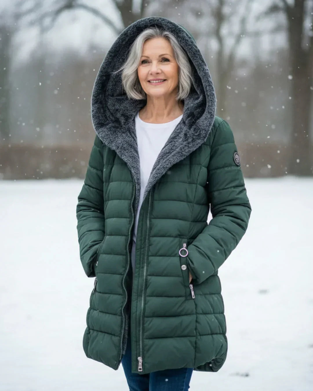 Insulated Winter Jacket with Sherpa Hood