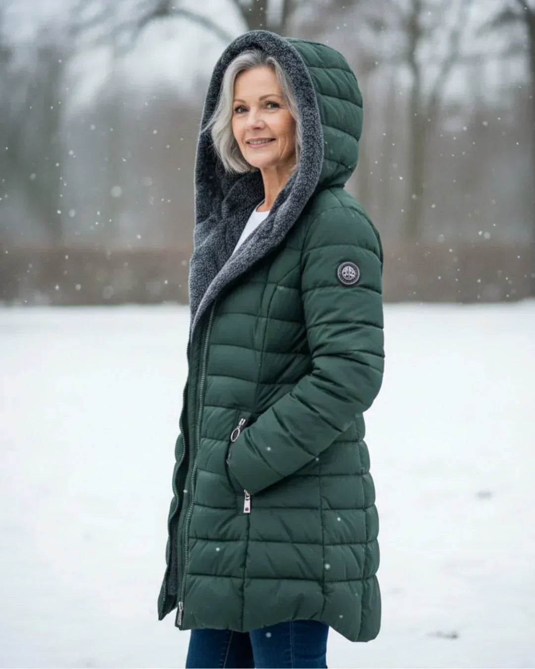 Insulated Winter Jacket with Sherpa Hood