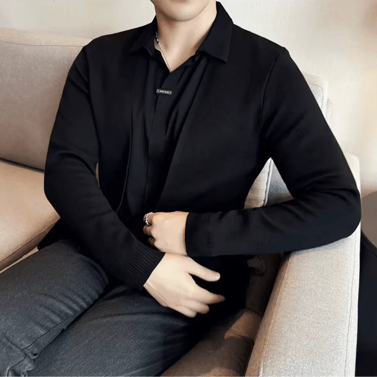 2-in-1 Shirt with Cardigan Effect