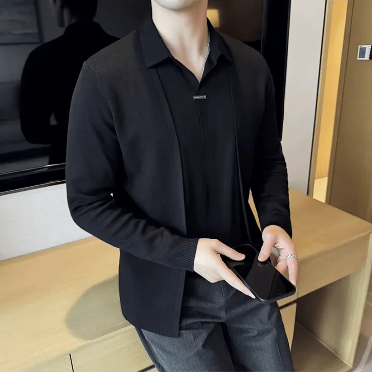 2-in-1 Shirt with Cardigan Effect