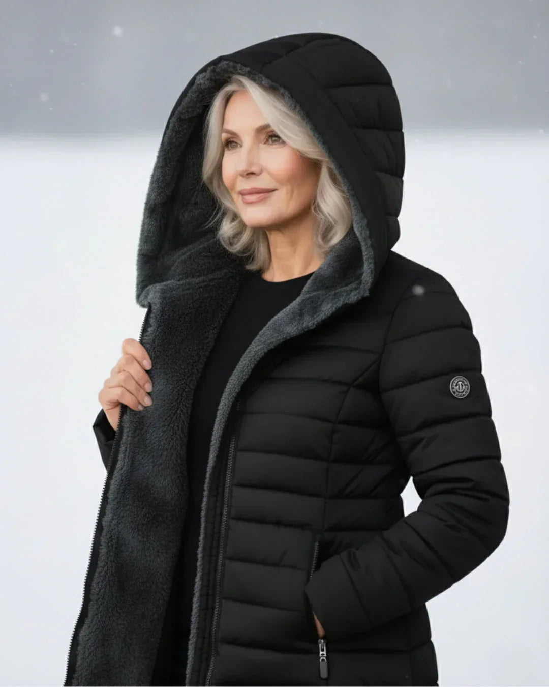 Insulated Winter Jacket with Sherpa Hood