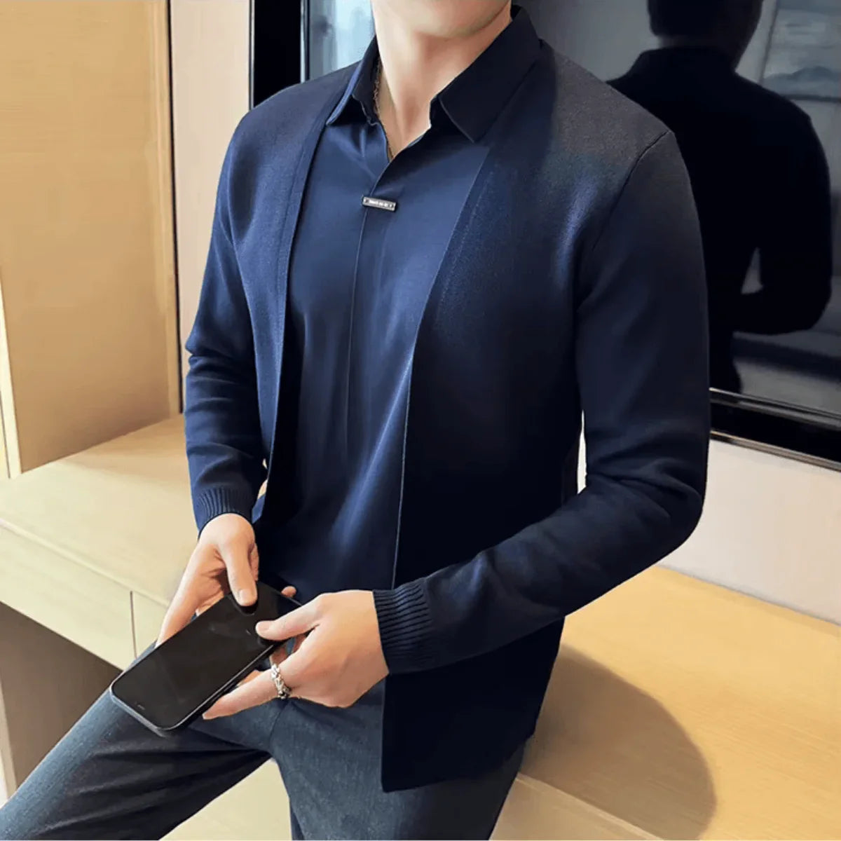 2-in-1 Shirt with Cardigan Effect