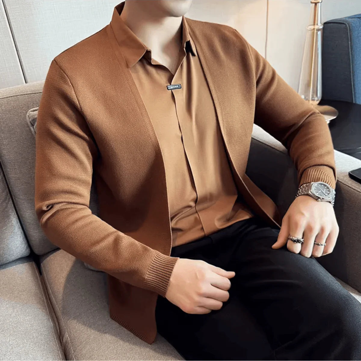 2-in-1 Shirt with Cardigan Effect