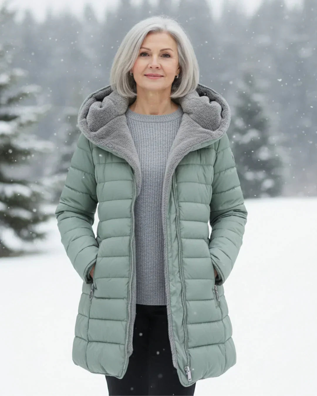 Insulated Winter Jacket with Sherpa Hood