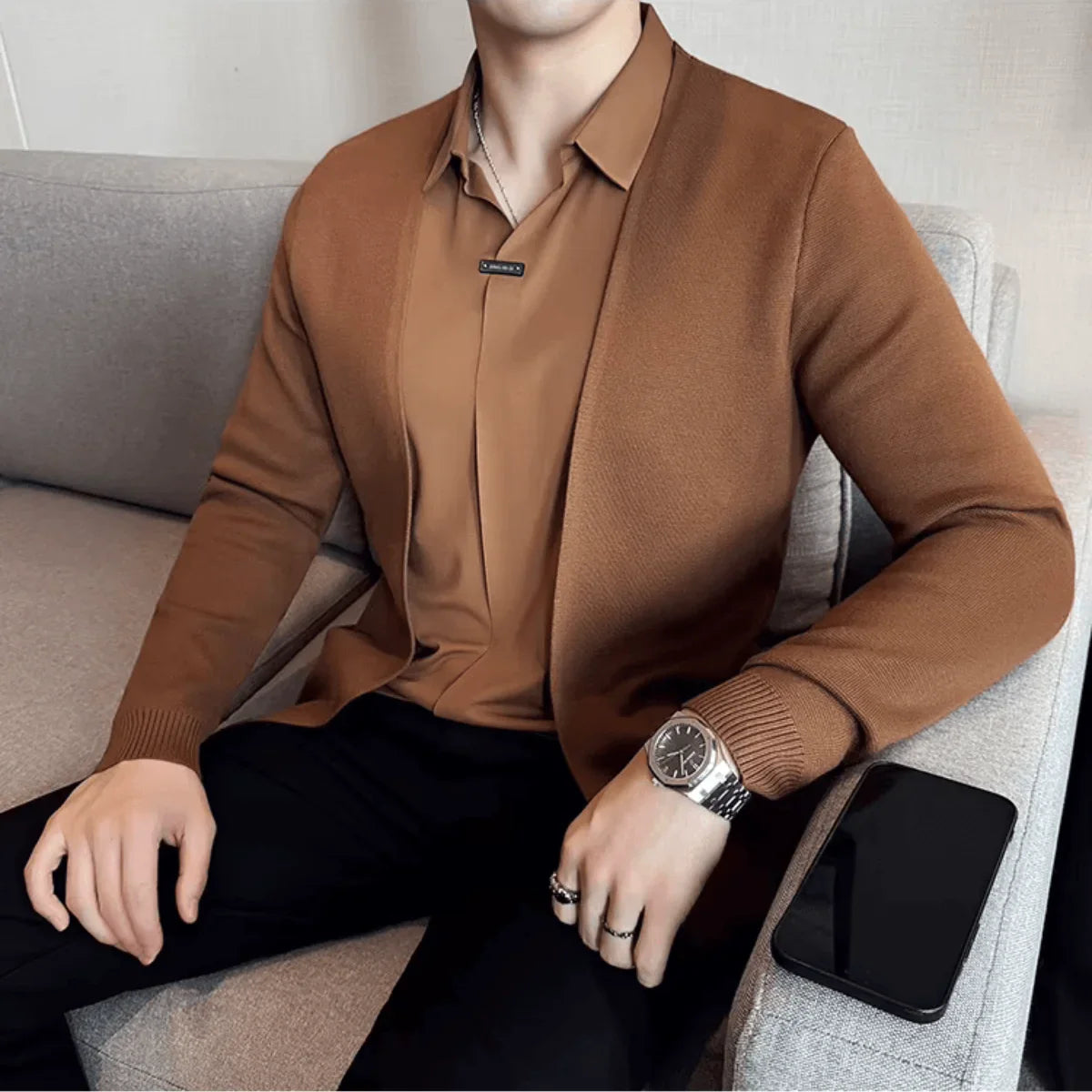 2-in-1 Shirt with Cardigan Effect