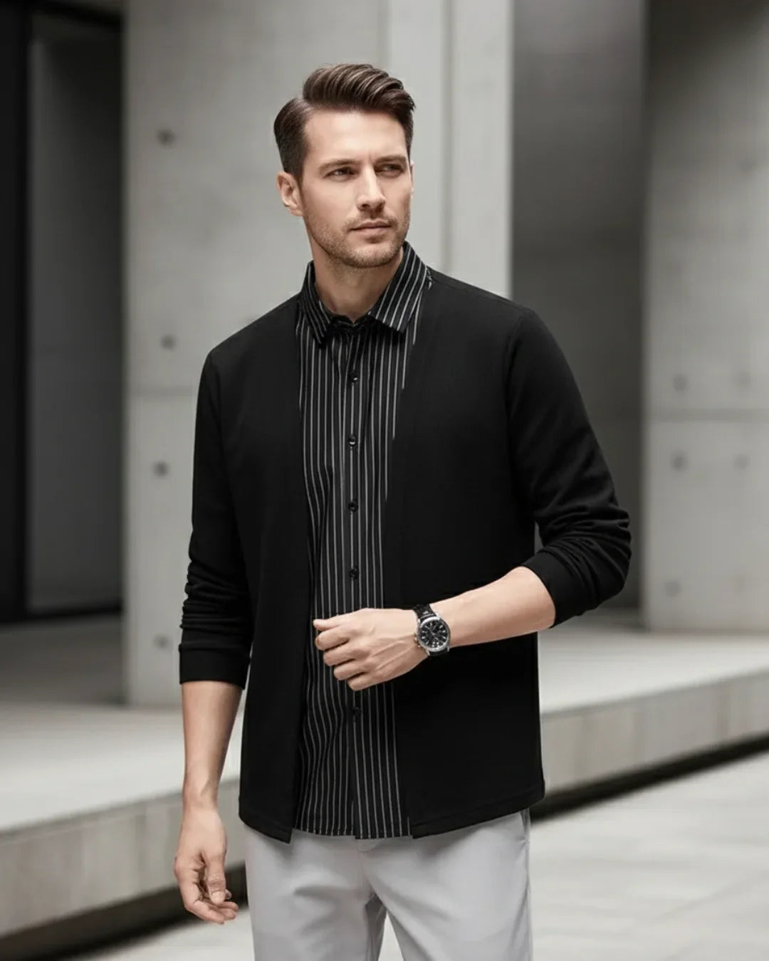Italian Cut 2-in-1 Cardigan Shirt