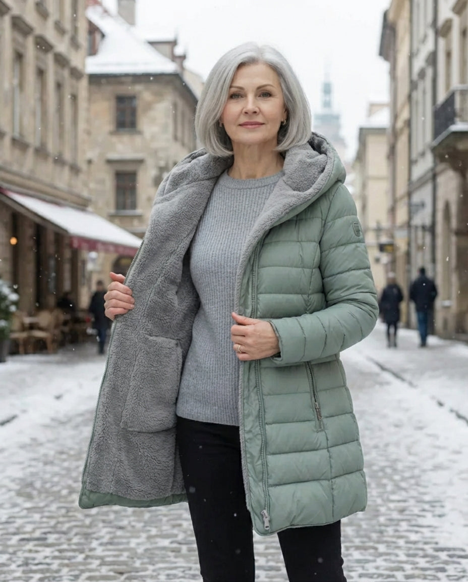 Insulated Winter Jacket with Sherpa Hood